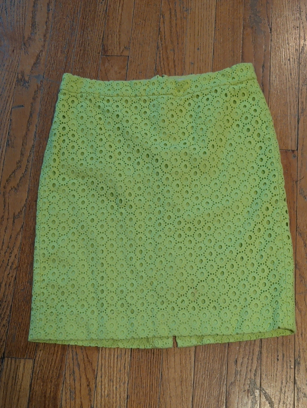 J. Crew Neon Lime Eyelet Pencil Skirt